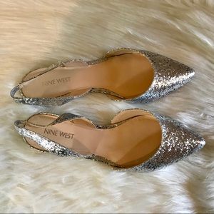 Nine West Werein Silver Glitter Flats
